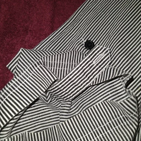 cato woman button up blouse 18/20W Black White Striped Rose Detail - Picture 2 of 7